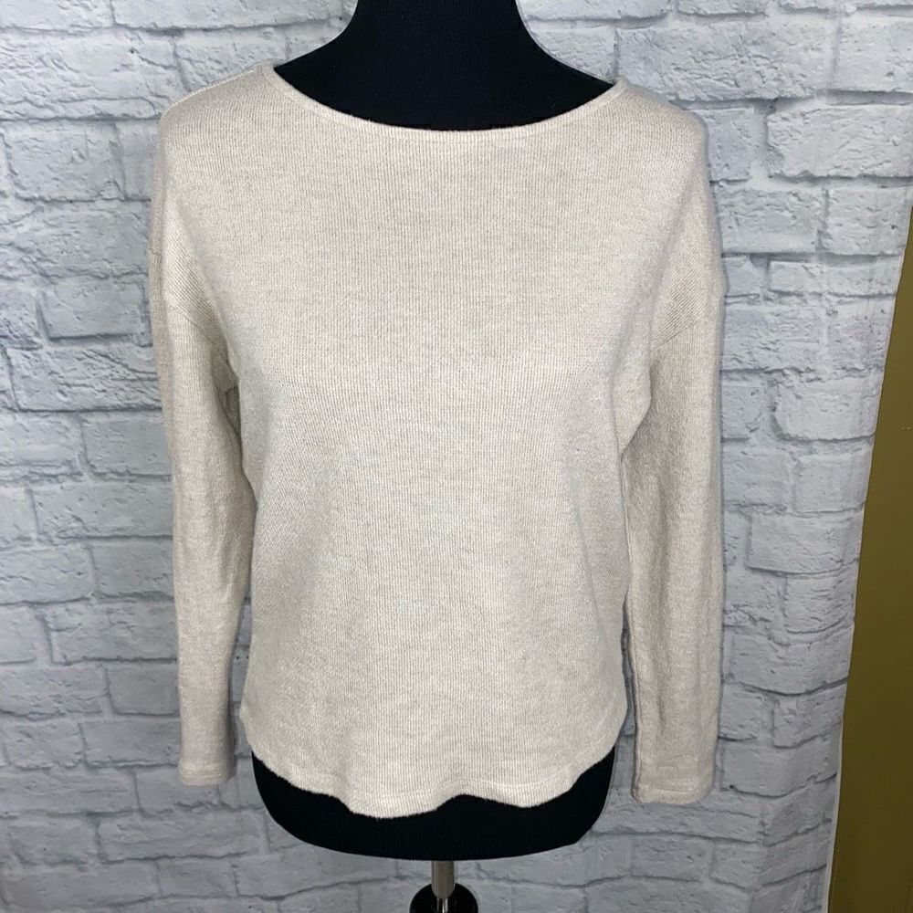 A New Day Crewneck pullover Longsleeve shirt beige sz S women